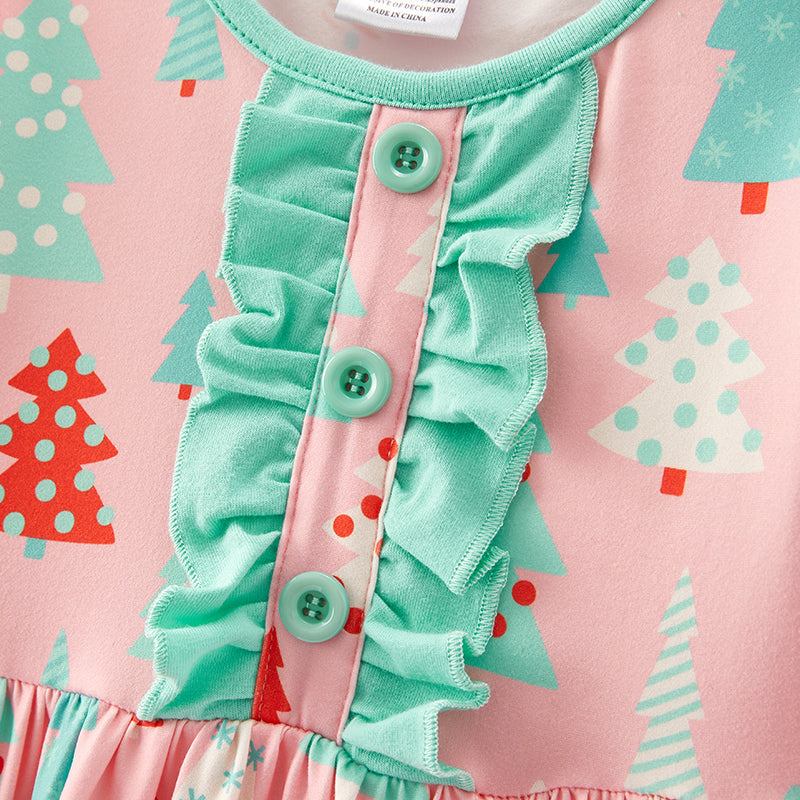 （In Stock E35-3-3）Girls Christmas Print Dress