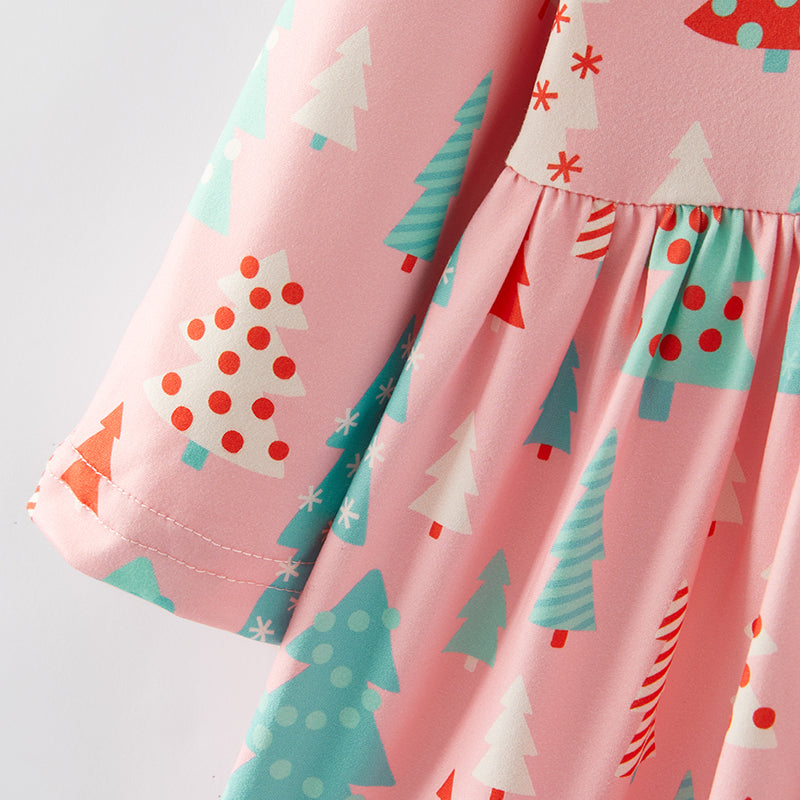 （In Stock E35-3-3）Girls Christmas Print Dress