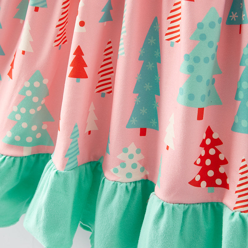 （In Stock E35-3-3）Girls Christmas Print Dress