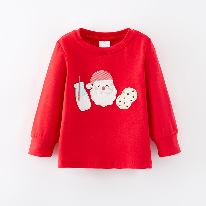 （In Stock E35-3-1）Boys Christmas Applique Cotton Top