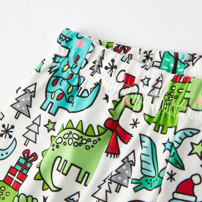 （In Stock G7-2-2）Boys Christmas Dino Print Pajamas