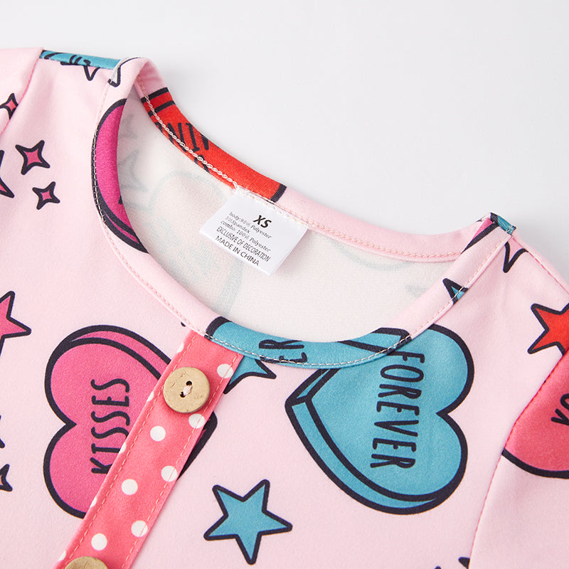 （In Stock L8-1-2）Girls Valentine's Day Print Dress