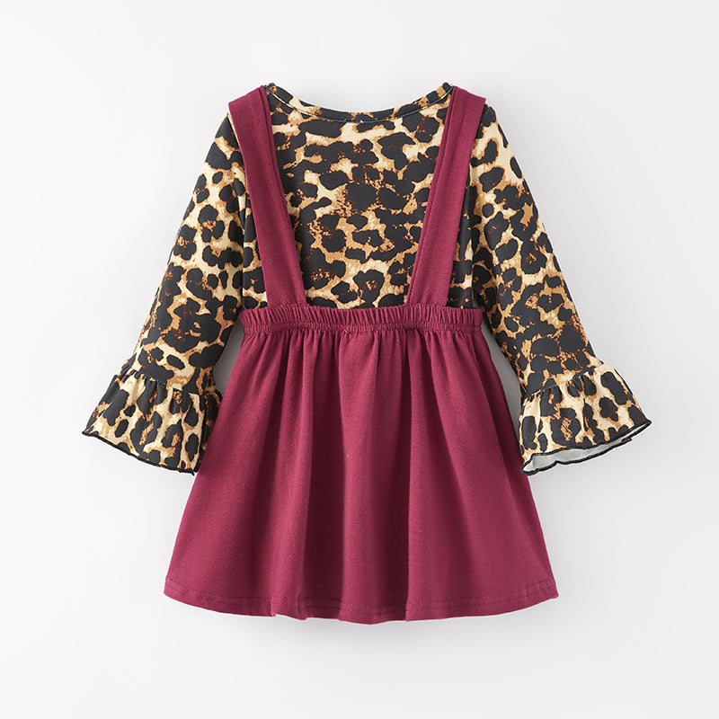 （In Stock L15-4-1）Girls Fall Leopard Print Slip Dress