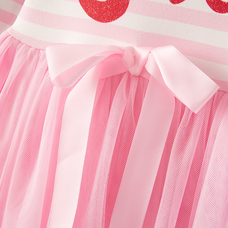 （In Stock G23-4-3）Girls Valentine's Day Print Tulle Dress