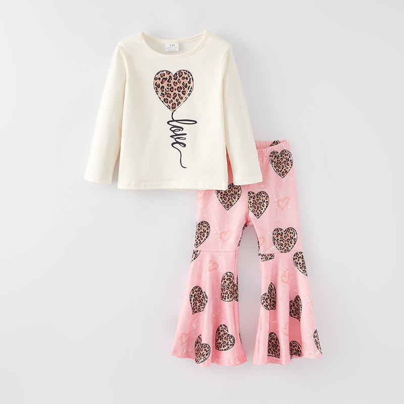 （In Stock L8-3-2）Girls Valentine's Day Print Outfit Set