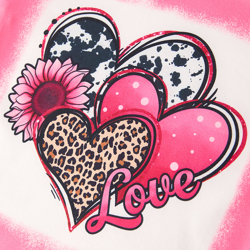 （In Stock G22-5-1）Girls Valentine's Day Print Outfit Set