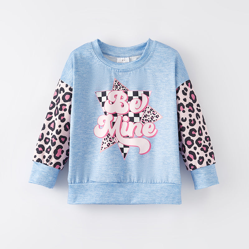 （In Stock L33-5-3）Girls Valentine's Day Be Mine Print Top