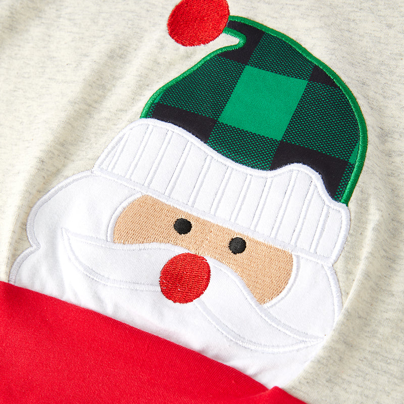 （In Stock G7-2-2）Boys Christmas Santa Applique Top