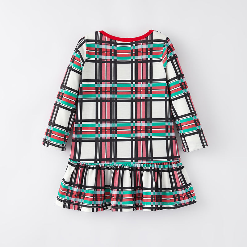 （In Stock G8-3-3）Girls Christmas Plaid Dress