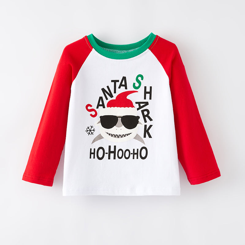 （In Stock G7-3-2）Boys Christmas Santa Print Top