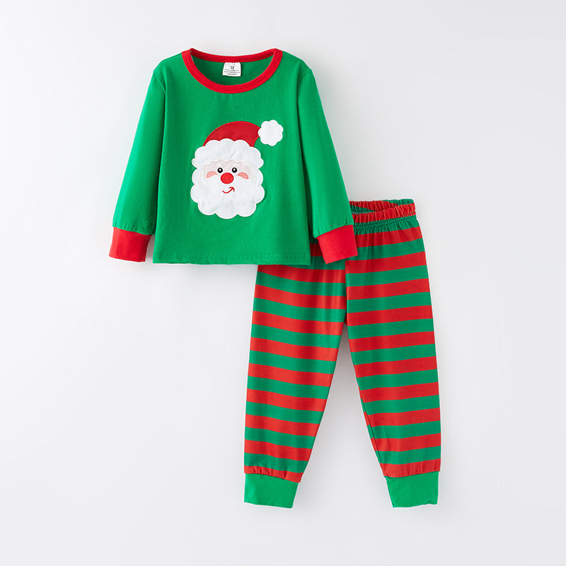 （In Stock G8-2-2）Boys Christmas Santa Applique Outfit Set