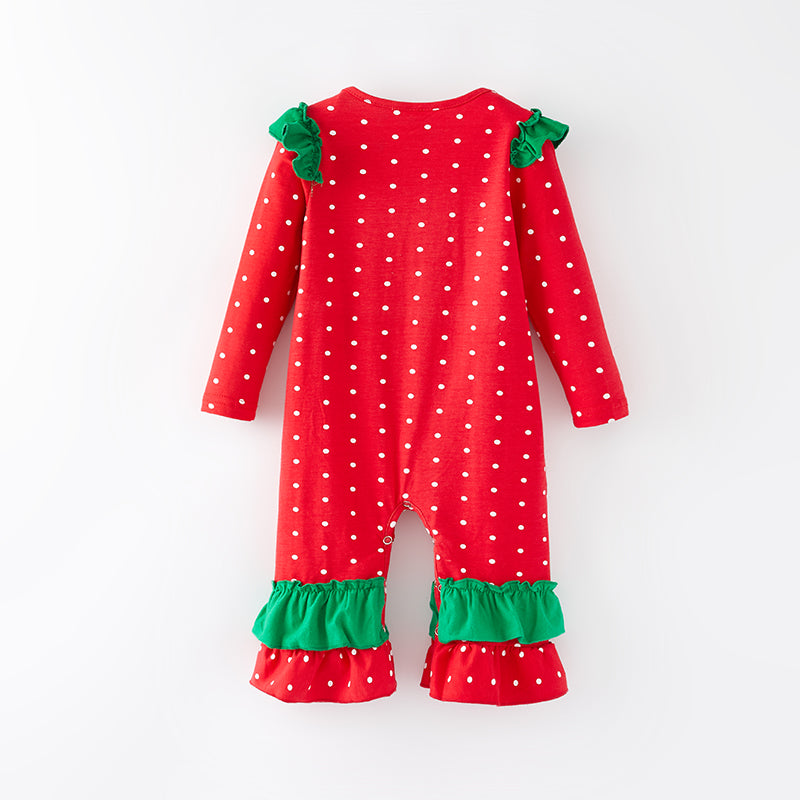 （In Stock L36-1-2）Baby Girls Christmas Elk Applique Romper