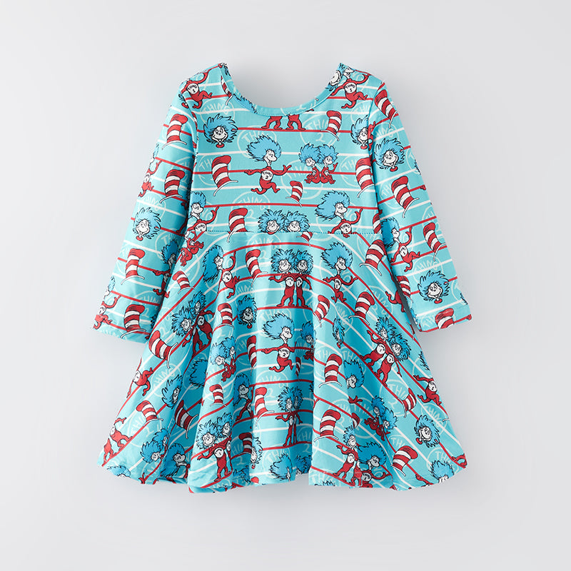 （In Stock L32-2-1）Girls Fall DR SEUSS Print Dress