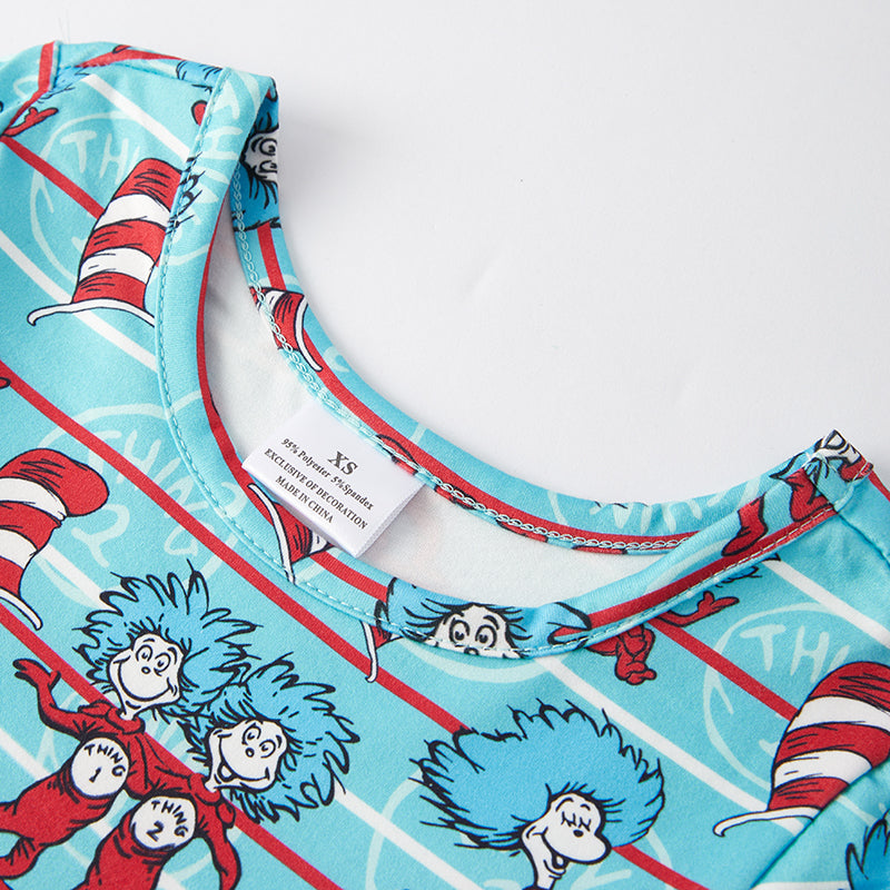 （In Stock L32-2-1）Girls Fall DR SEUSS Print Dress