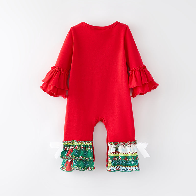 （In Stock L36-4-2）One Pack(15 Pieces total) Sale Baby Girls Christmas Print Romper