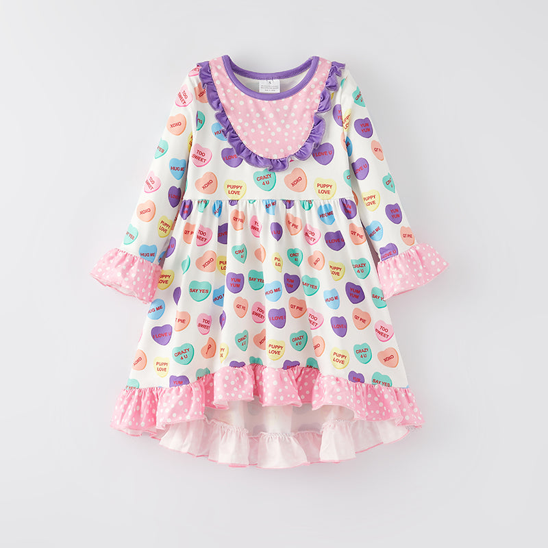 （In Stock L19-2-1）Girls Valentine's Day Print Dress