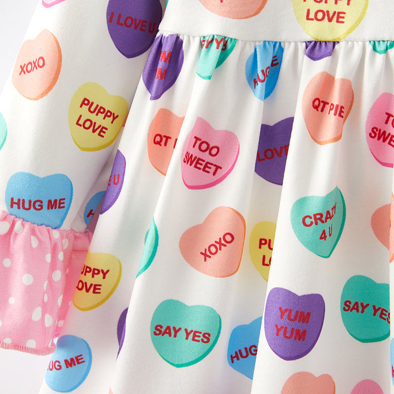 （In Stock L19-2-1）Girls Valentine's Day Print Dress