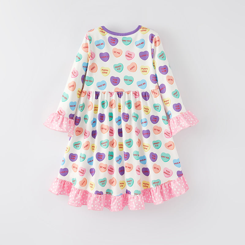 （In Stock L19-2-1）Girls Valentine's Day Print Dress