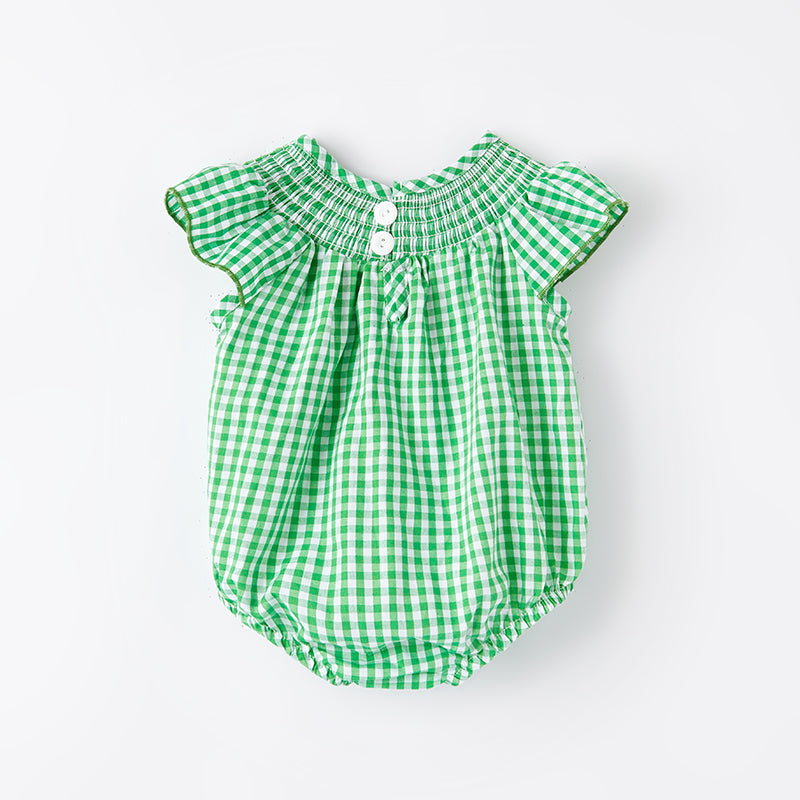 （In Stock G22-2-1）One Pack(20 Pieces total) Baby Girls St.Patrick's Day Shamrock Embroidery Smocked Romper