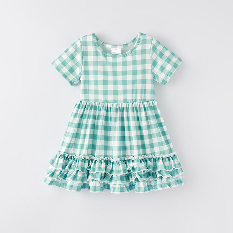 （In Stock G22-1-3）Girls St.Patrick's Day Plaid Dress