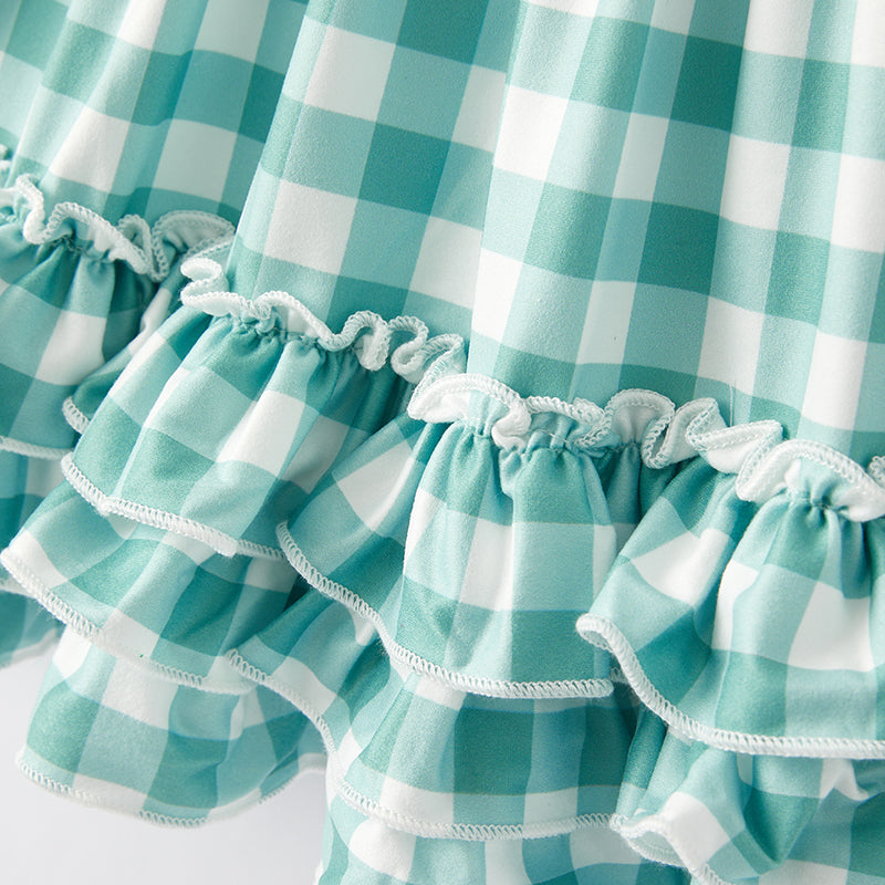 （In Stock G22-1-3）Girls St.Patrick's Day Plaid Dress