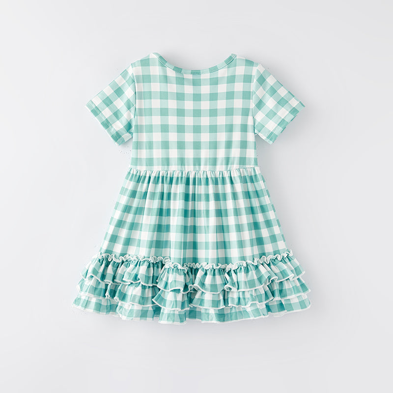 （In Stock G22-1-3）Girls St.Patrick's Day Plaid Dress