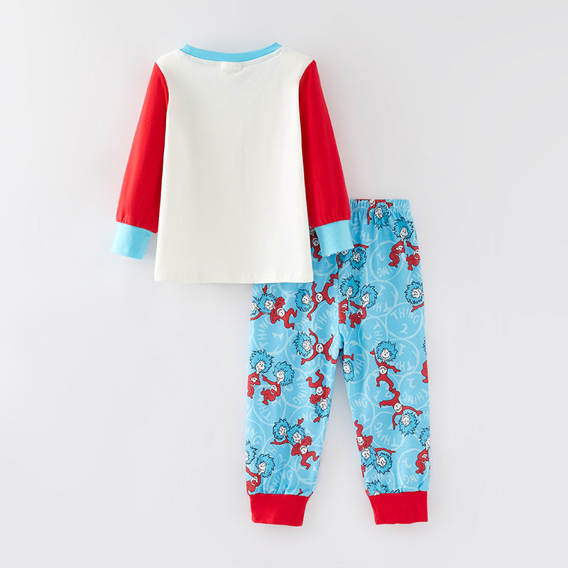 （In Stock L32-2-1）Girls Spring DR SEUSS Print Pajamas