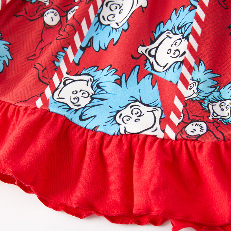 （In Stock L32-1-1）Girls Spring DR SEUSS Print Dress