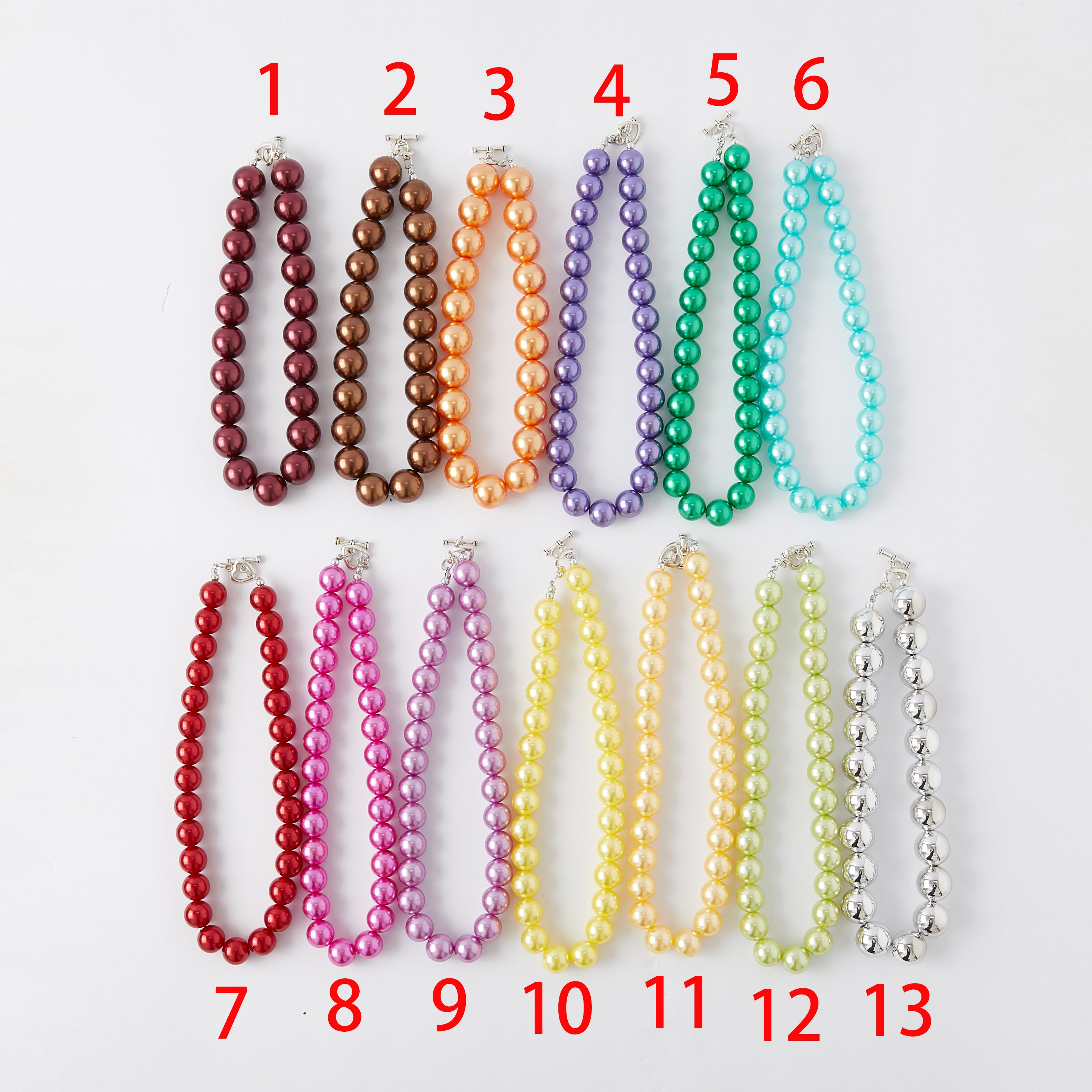 （In Stock G11）Girls Rhinestone Solid Color Beaded Necklace