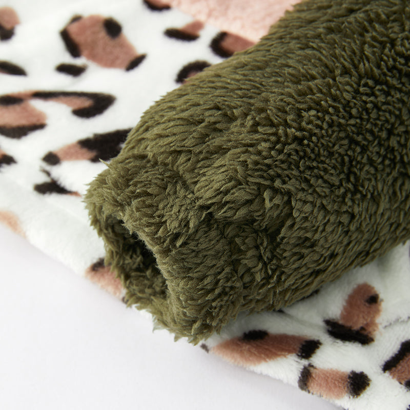 （In Stock G26-3-1 G26-1-1）Mommy and Me Fall Color-matching Leopard Print Fleece Hoodie