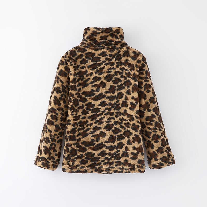 （In Stock L15-4-1）Girls Fall and Winter Leopard Plush Coat