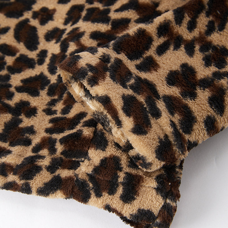 （In Stock L15-4-1）Girls Fall and Winter Leopard Plush Coat