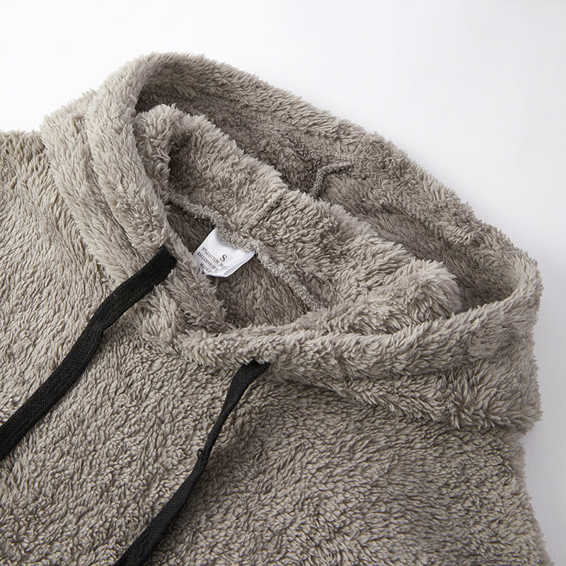 （In Stock L15-2-3）Adults Fall and Winter Grey Plush Hoodie