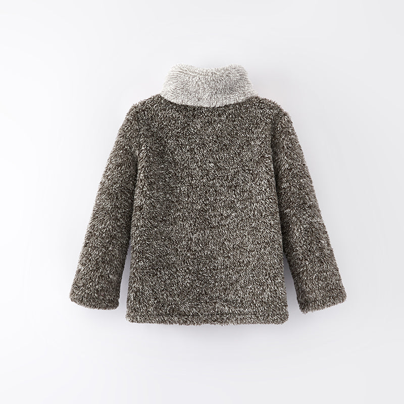 （In Stock L18-2-3）Girls Fall and Winter Grey Plush Coat