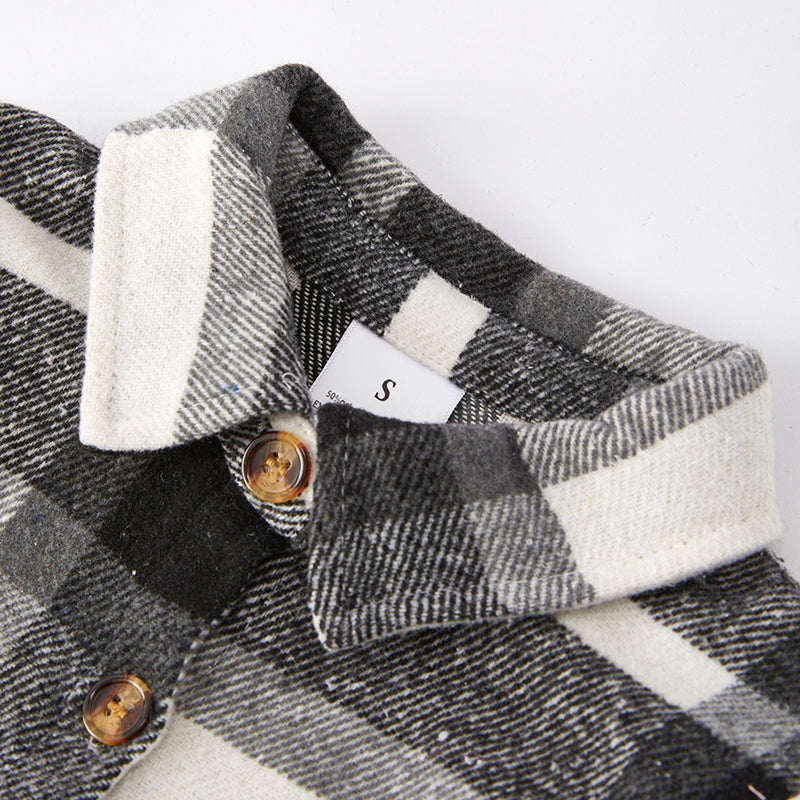 （In Stock G21-3-1 G21-1-2）Mommy and Me Fall Flannel Grey Plaid Shacket