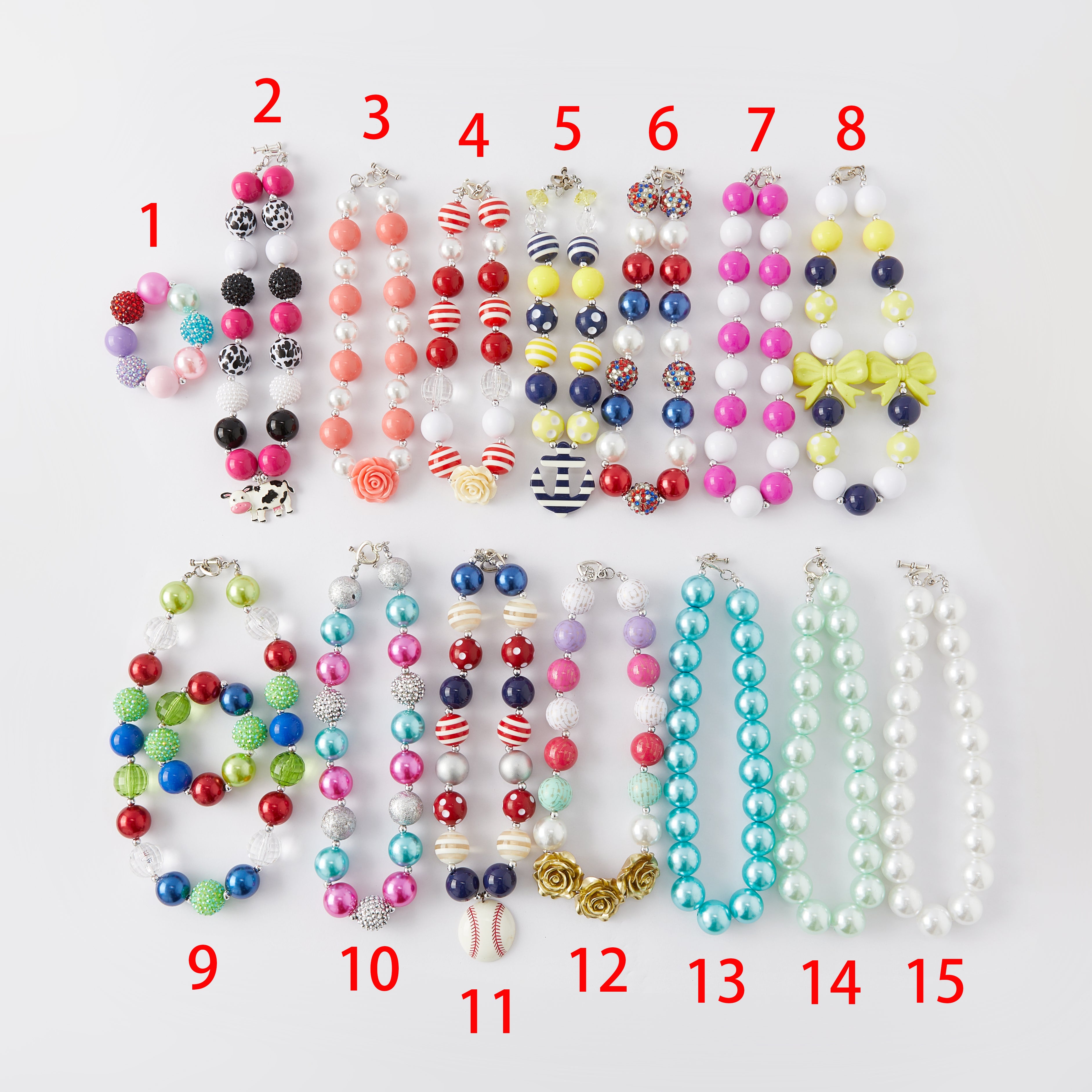 （In Stock G11）Girls Rhinestone Beaded Necklace