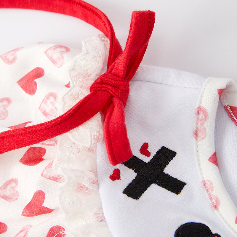 （In Stock A6-5-2）Girls Valentine's Day Embroidery Outfit Set