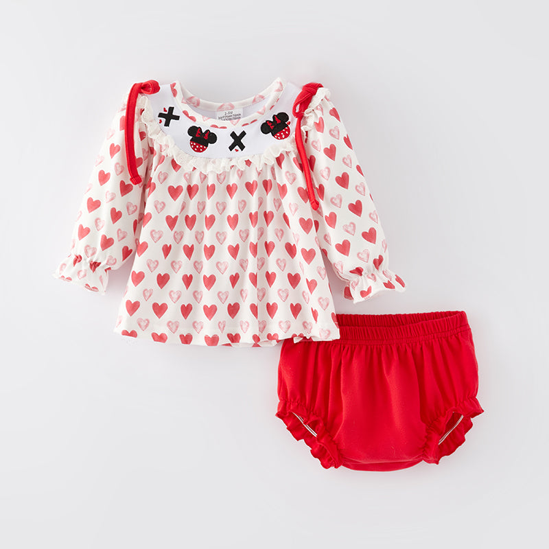 （In Stock A6-7-1）Baby Girls Valentine's Day Embroidery Bloomer Set