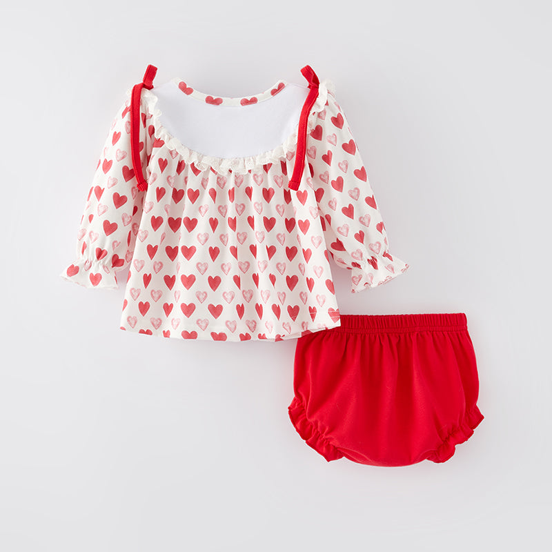 （In Stock A6-7-1）Baby Girls Valentine's Day Embroidery Bloomer Set