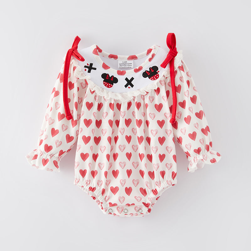 （In Stock A6-7-1）Baby Girls Valentine's Day Embroidery Romper