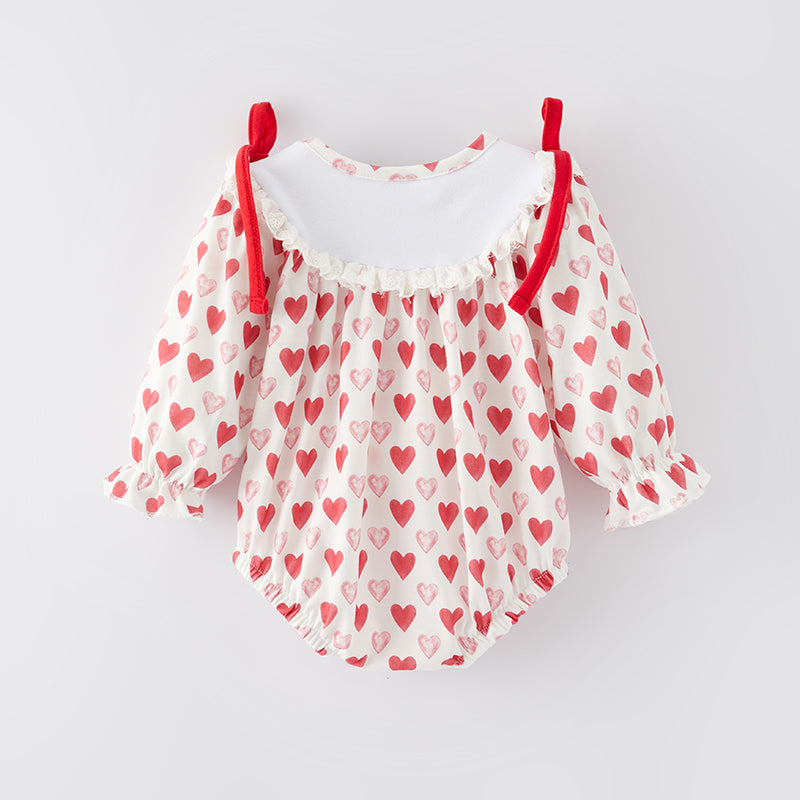 （In Stock A6-7-1）Baby Girls Valentine's Day Embroidery Romper