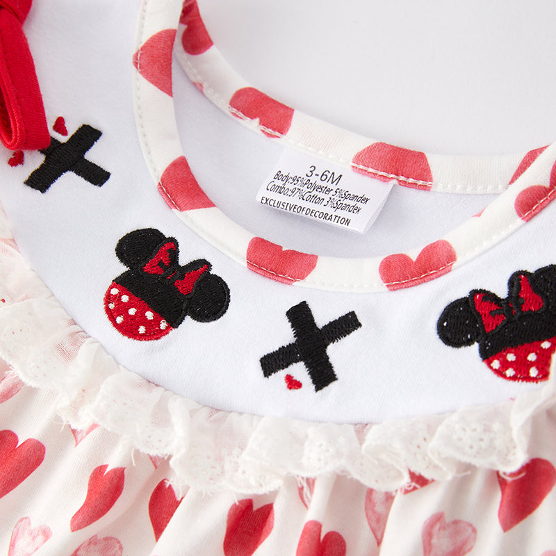 （In Stock A6-7-1）Baby Girls Valentine's Day Embroidery Romper