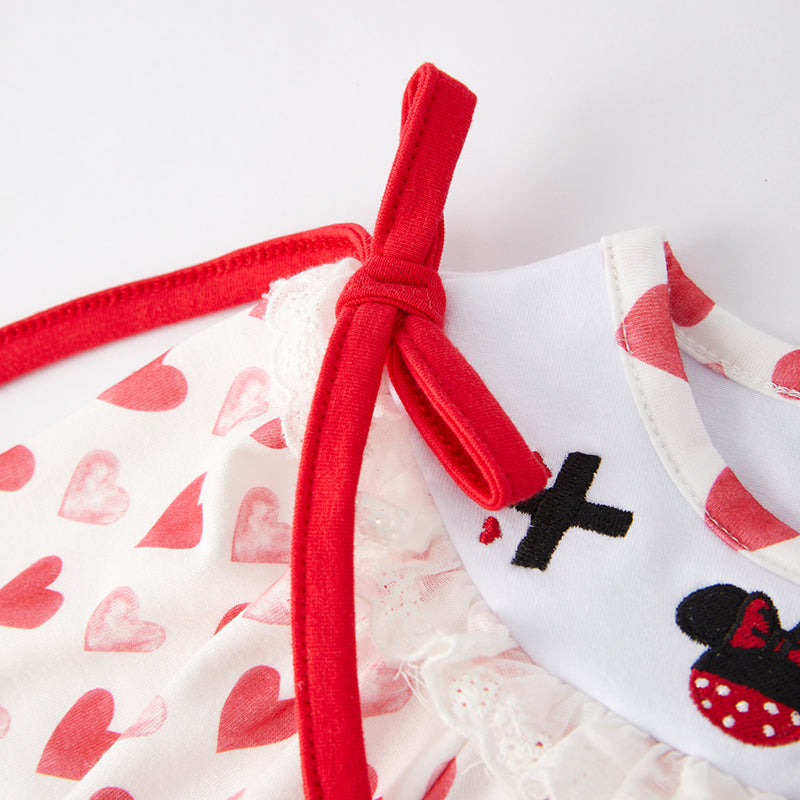 （In Stock A6-7-1）Baby Girls Valentine's Day Embroidery Romper