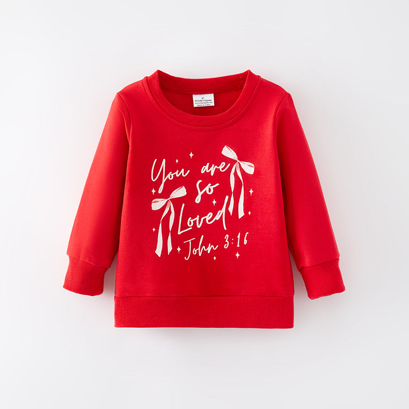 （In Stock）Girls Valentine's Day Print Cotton Sweatshirt