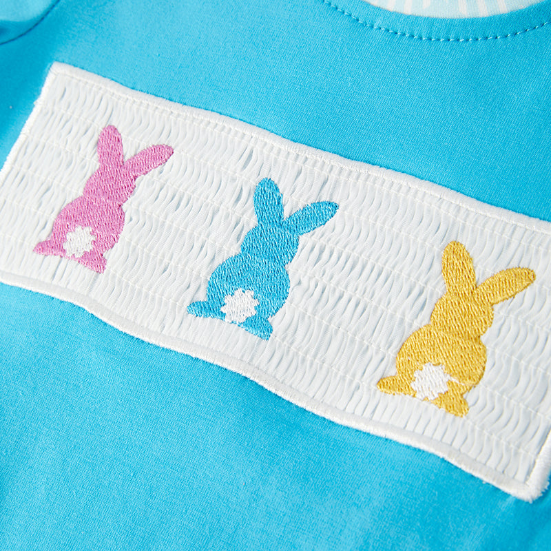 （In Stock）Baby Boys Easter Bunny Embroidery Smocked Romper