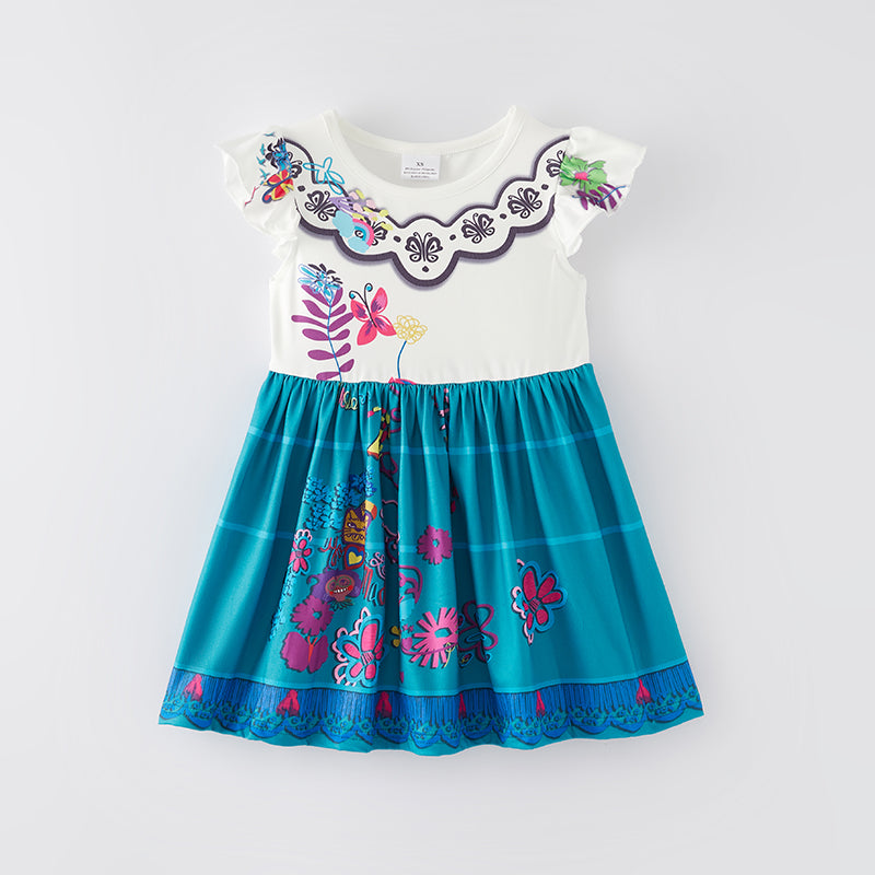 （In Stock Q9-5-1）Girls Spring and Summer Cartoon Print Dress