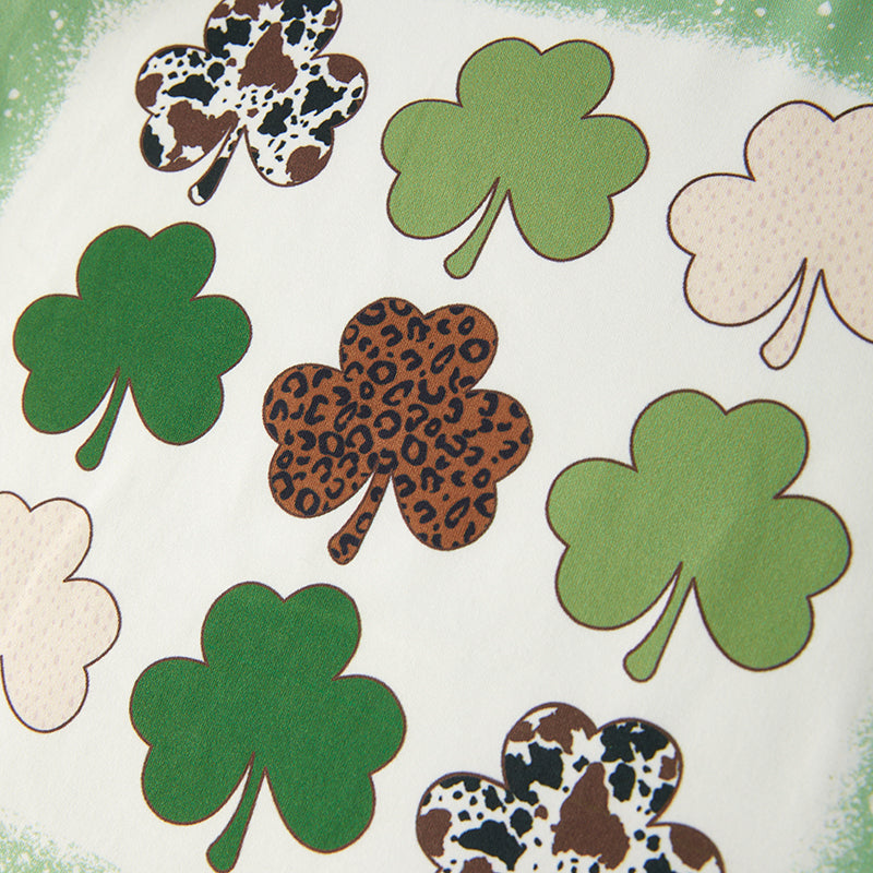 （In Stock A3-3-2）Girls St.Patrick's Day Shamrock Print Outfit Set