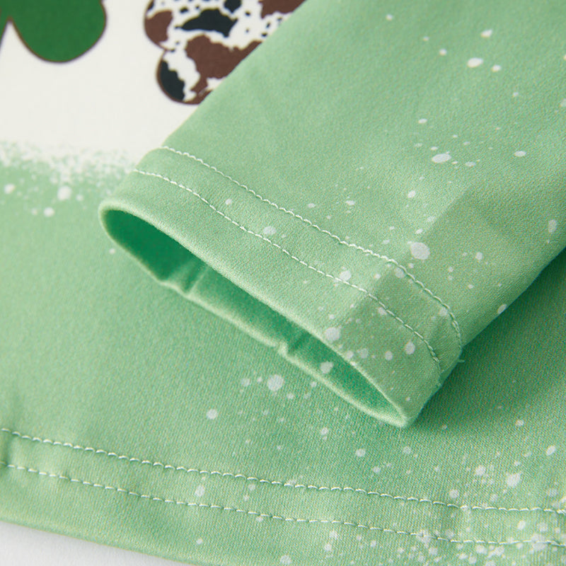 （In Stock A3-3-2）Girls St.Patrick's Day Shamrock Print Outfit Set