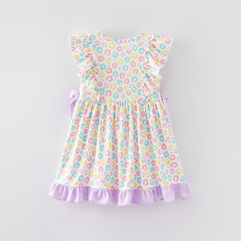 （In Stock）Girls Easter Shiny Bunny Print Dress