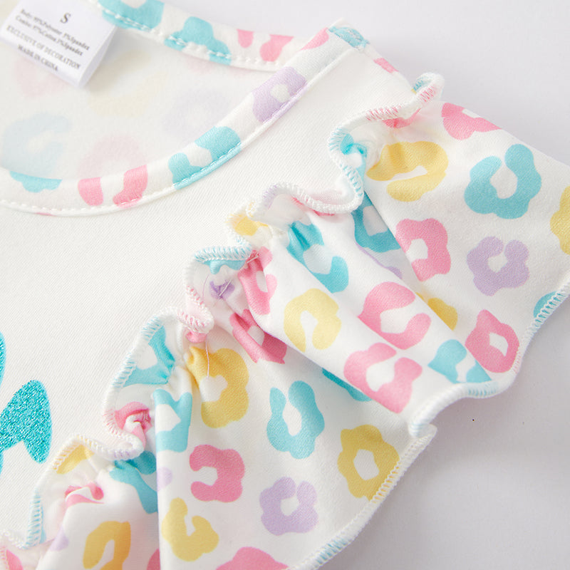 （In Stock）Girls Easter Shiny Bunny Print Shorts Set